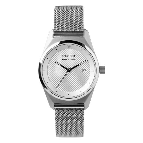 MONTRE PEUGEOT ARMAND 3 AIGUILLES BRACELET MILANAIS ARGENT