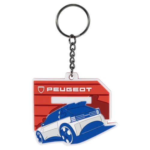 PORTE-CLÉS PEUGEOT POLYGON BLEU ET ROUGE